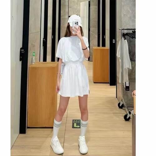 lululemon代购 Smocked-Waist T-Shirt Dress 收腰运动网球连衣裙
