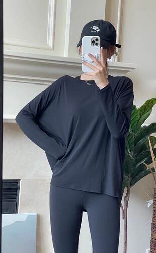 瑜伽长袖lululemon宽松运动显瘦