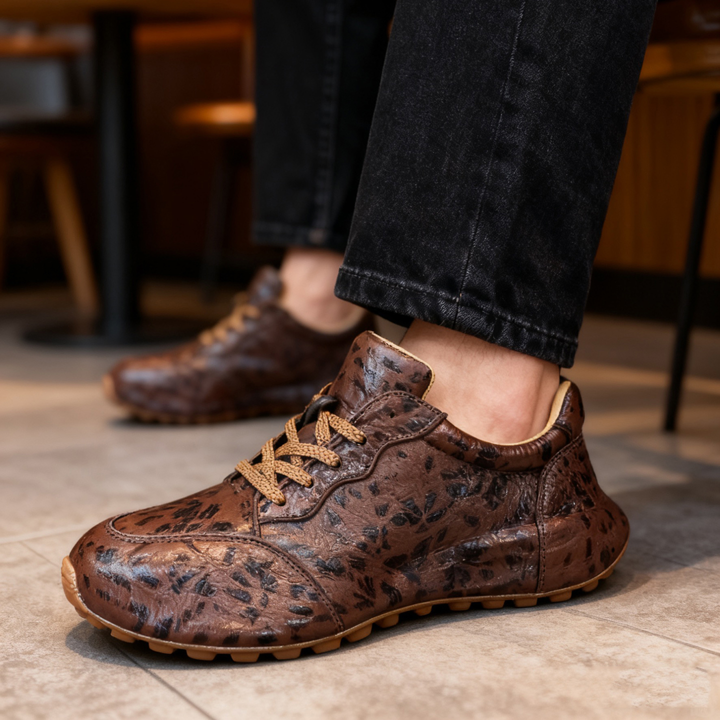 欧洲站奢侈品真皮牛皮包底老爹鞋男鞋厚底增高运动休闲鞋秋复古MD