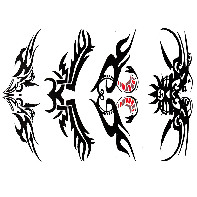 原宿黑白图腾纹身贴防水男女持久个性后腰手腕逼真刺青欧美纹身贴