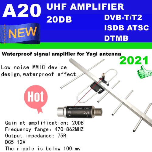 A2OUHF Booster DVB-T/T2 DTMB ISDB ATSC TV Signal Amplifier