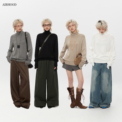 AIRHOOD 2025半高领短款毛衣女秋冬季修身保暖内搭打底纯色针织衫