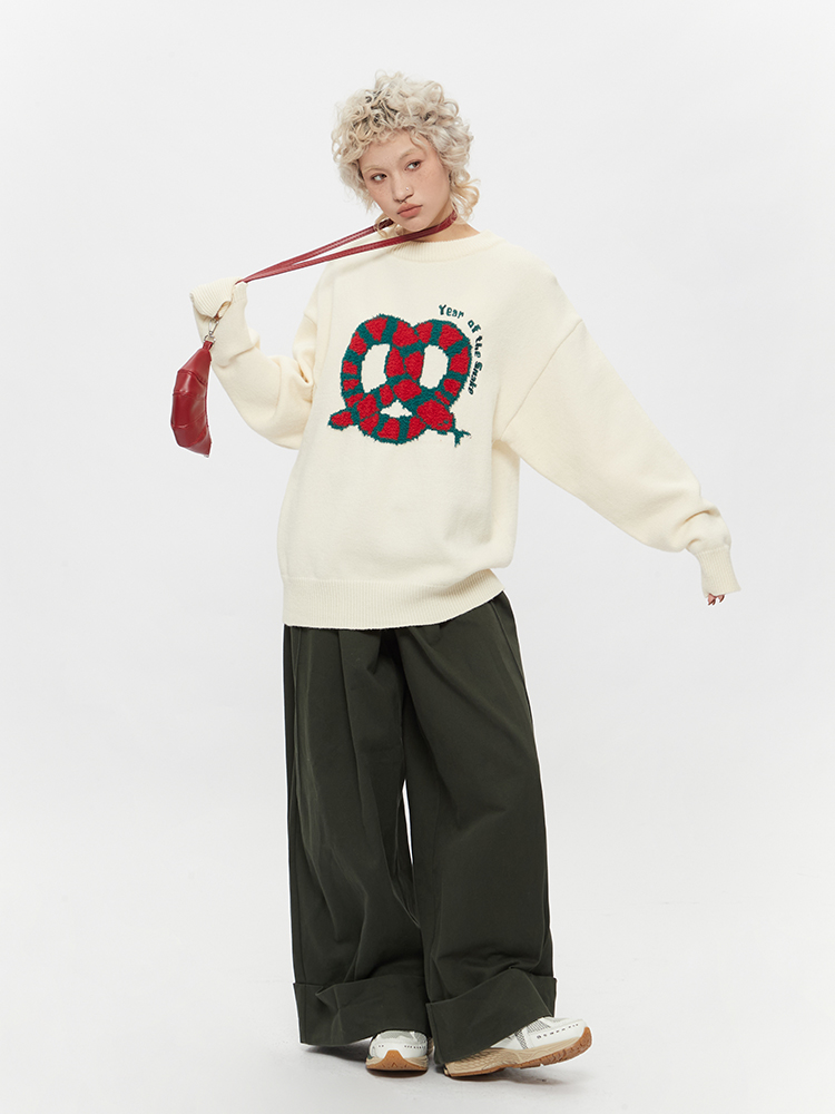 2025 Winter Soft Round Neck Pullover Couple Sweater Women's American Style Loose Casual Knitwear