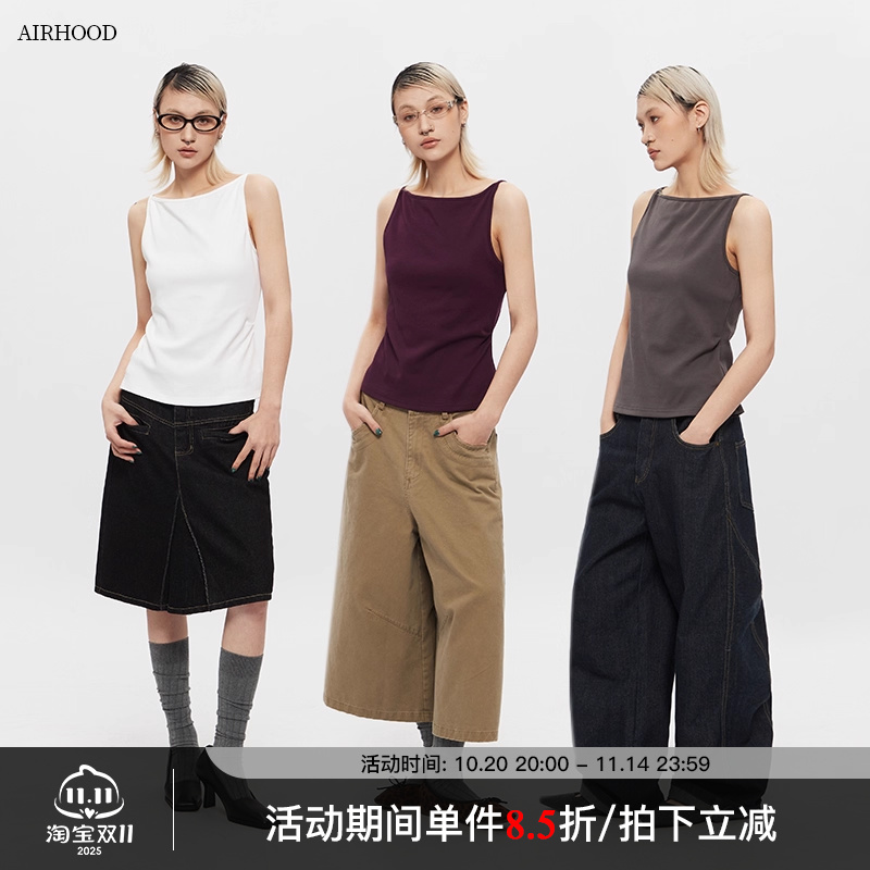 AIRHOOD 欧美风夏季无袖性感背心女2025辣妹外穿百搭短款吊带上衣