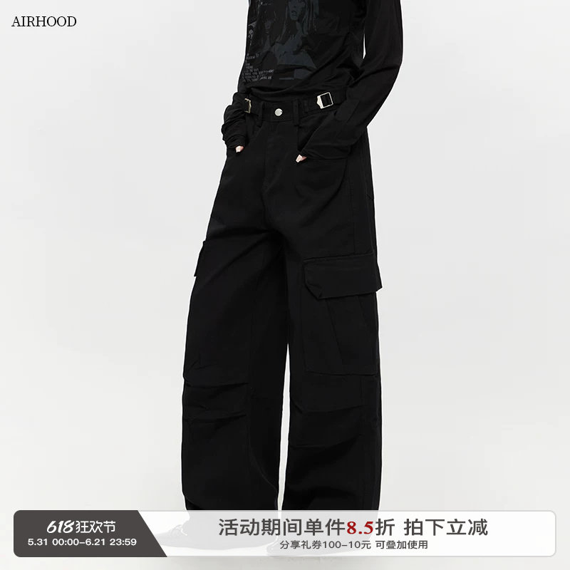AIRHOOD 2025秋季美式复古多口袋战术工装裤女宽松情侣休闲长裤子