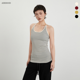 AIRHOOD美式夏季条纹U领吊带背心女2026新款辣妹运动外穿内搭上衣