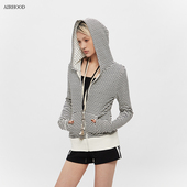 正肩上衣 卫衣外套女早秋两面穿短款 AIRHOOD 2025条纹斑点连帽修身