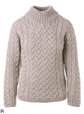 异族日本代购 aran WOOLLEN MILLS 2021秋正品女美利奴羊毛针织衫