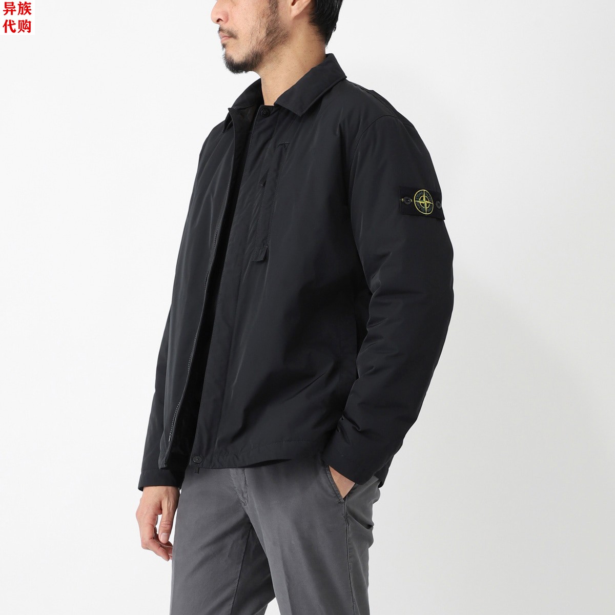 异族日本代购 意大利STONE ISLAND 2024秋男涤纶翻领防雨夹克外套