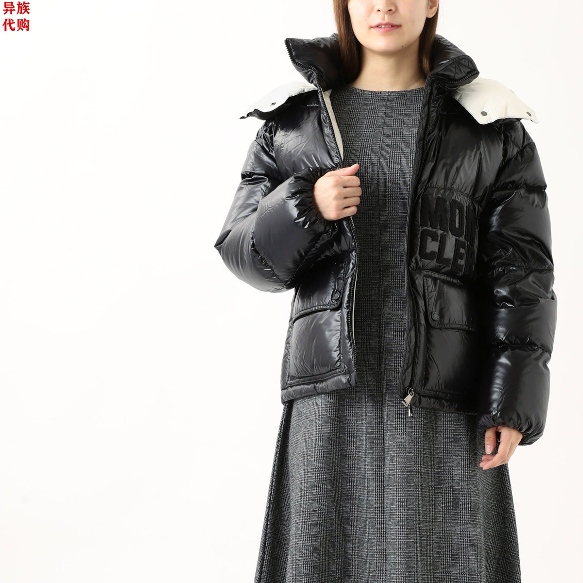 异族日本代购 法国 MONCLER 2024冬女脱卸帽防寒鹅绒羽绒服ABBAYE