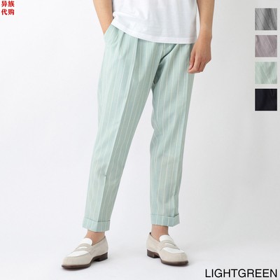 异族日本代购 意大利 BERWICH 2025夏男条纹全羊毛商务休闲裤西裤