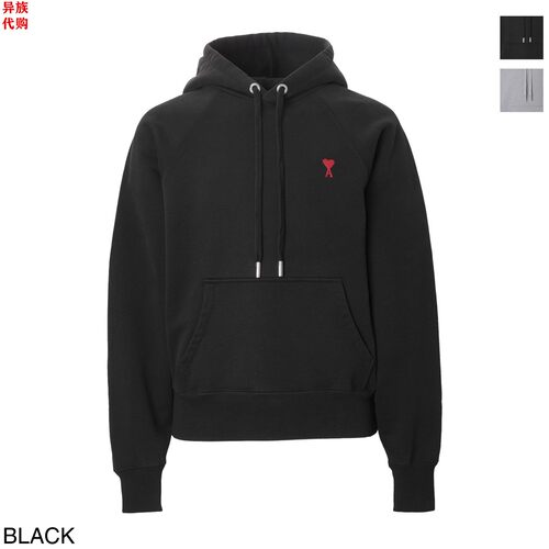 异族日本代购 AMI ALEXANDRE 2024秋男女棉质连帽套头运动卫衣