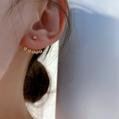 韩国正品 螺丝耳堵 弯钩耳钉王子文同款 10K 14K黄金耳钉女简约新款