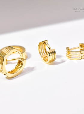 韩国流行10K 14K黄金耳环 耳骨环 耳扣 耳圈 明星款 时尚简洁简约