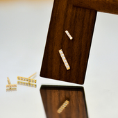 一字锆石耳钉极简日韩设计师新款 高级韩国流行10K 14K黄金耳钉 潮