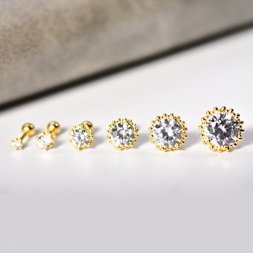 韩国正品10K14K黄金耳钉女