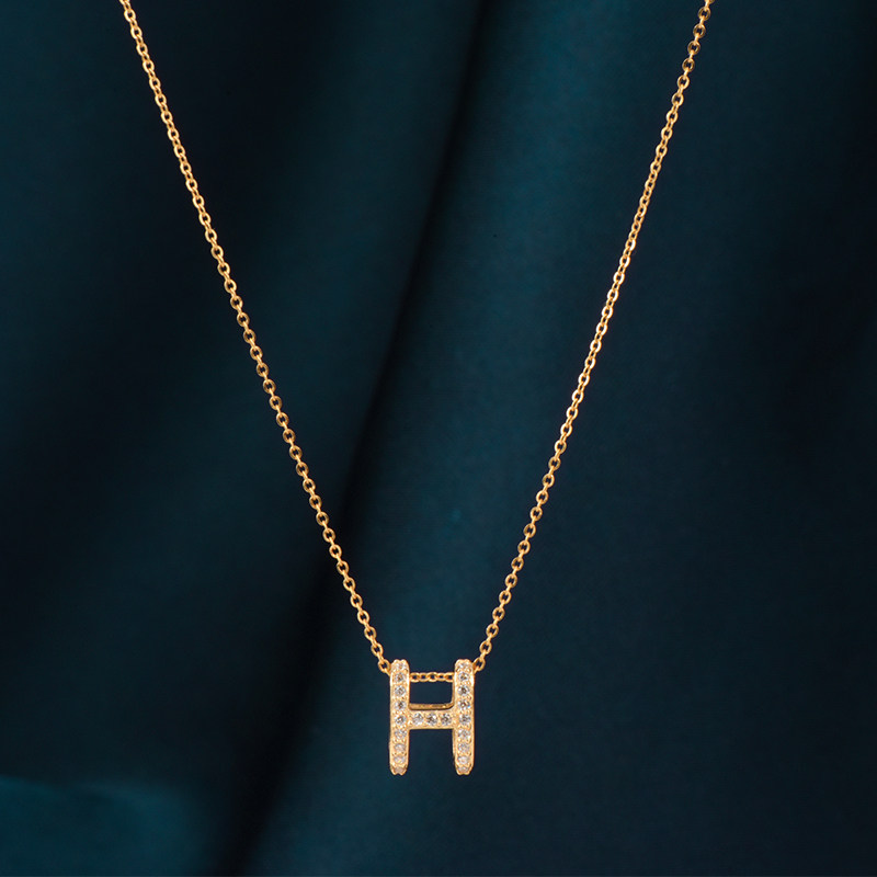 韩国项链立体锆石14k黄金