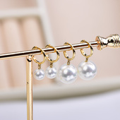 10K黄金耳钉女 时尚 韩国14K 简约百搭气质红白珍珠贝珠挂坠耳环