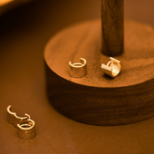 14K黄金耳环 耳骨环 耳扣 韩国流行10K 超宽面 光面切面明星气质