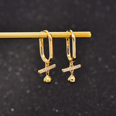 韩国流行10K 金球转运珠彩金耳扣 潮个性 14K黄金耳环女 2025新款