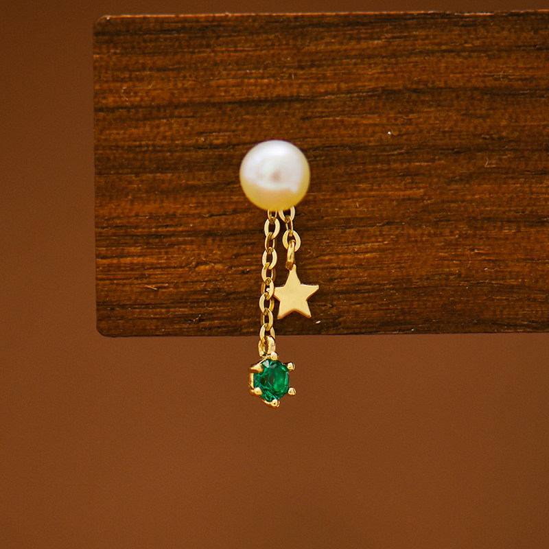 innore10k金珍珠五角星螺纹耳钉