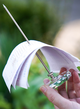 不锈钢水晶菜单插单器穿纸票据传票叉厨房外卖夹单BJD头台插单针