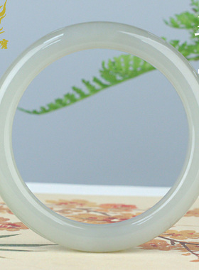 和田玉手镯女款玉镯子淡烟紫