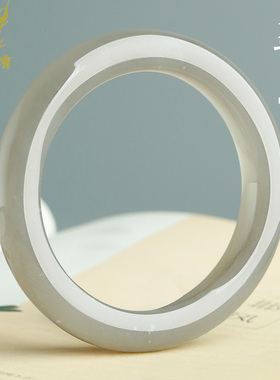 和田玉手镯女款玉镯子烟紫踏