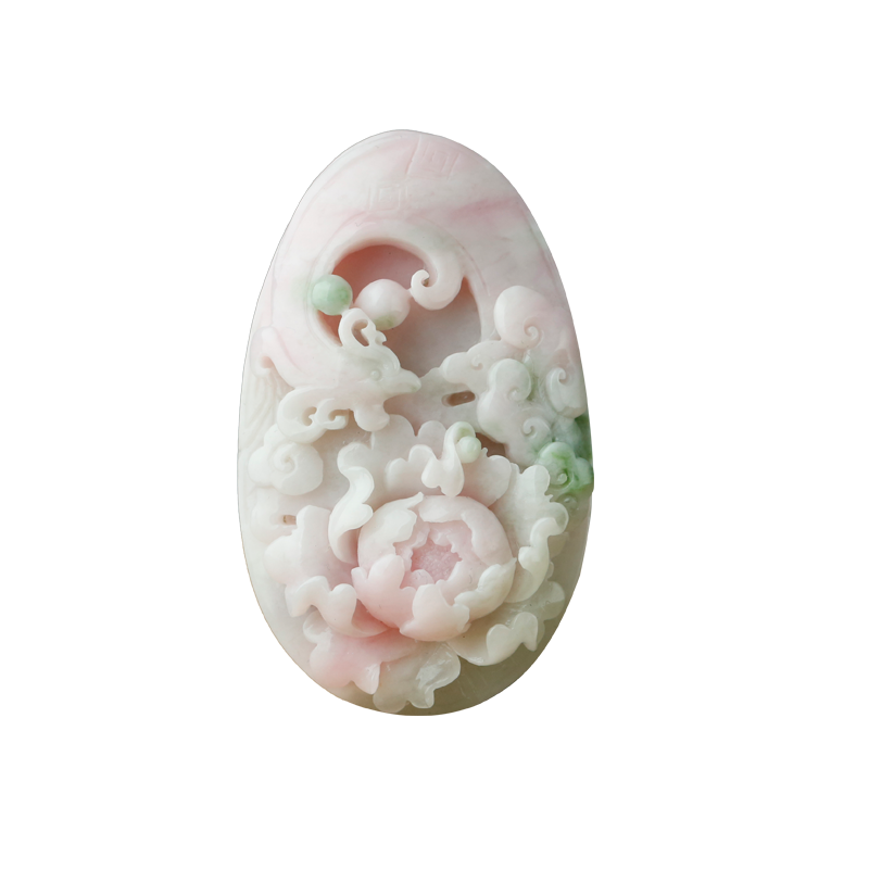 玉友女士款独山玉牡丹花吊坠女款