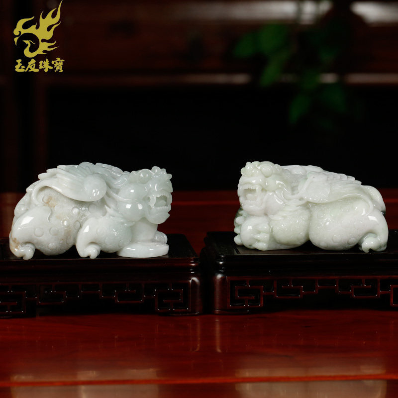 玉友独山玉貔貅摆件带翅皮休一对南阳玉貔貅家具客厅玉摆件附证书