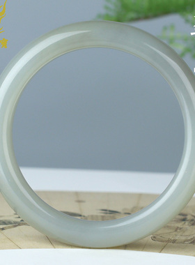 和田玉手镯女款玉镯子青白