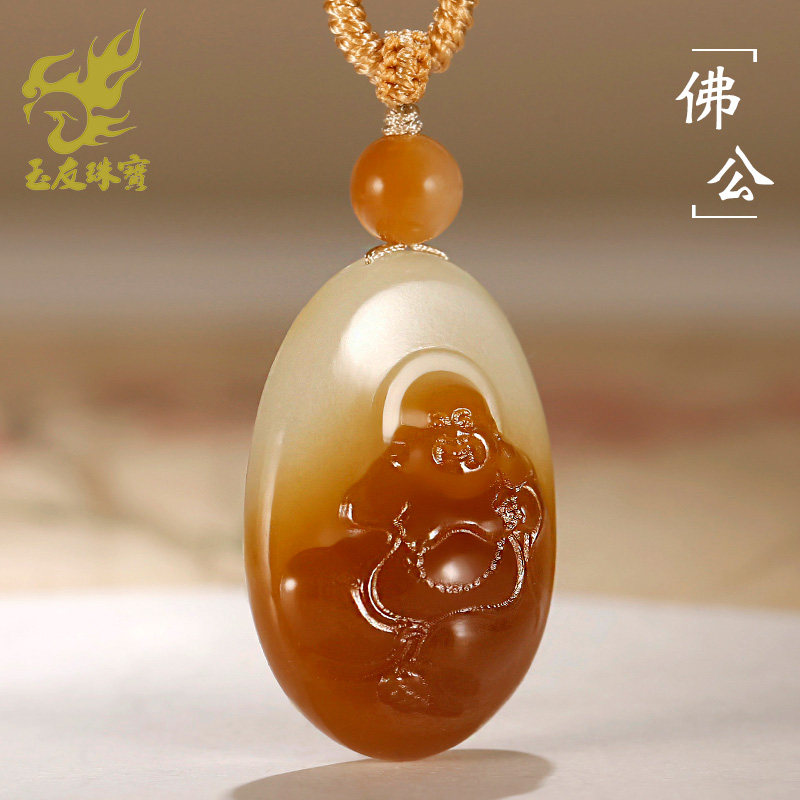 和田玉佛公吊坠女款玉坠糖青白