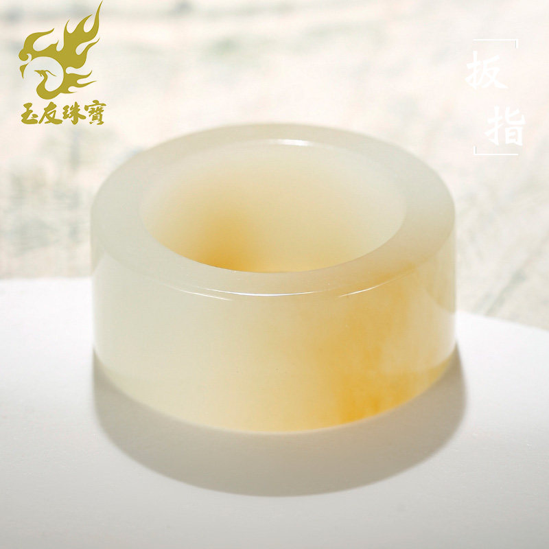 和田玉扳指男款糖白羊脂玉