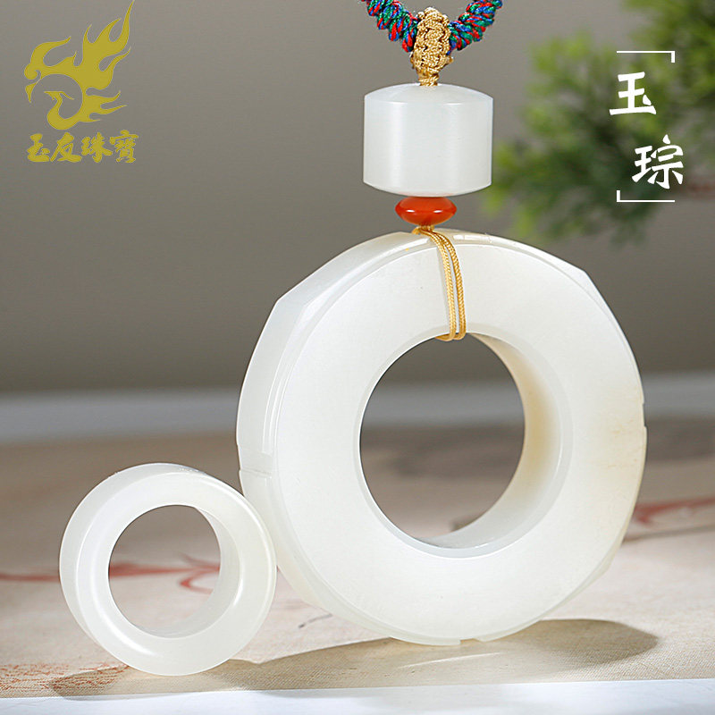 和田玉琮手把件男款玉石把玩件