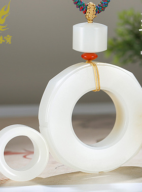 和田玉琮手把件男款玉石把玩件