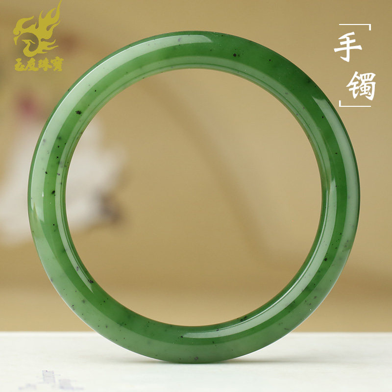 玉友和田玉碧玉手镯女款玉镯子圆条圆满富贵玉手饰附证书孤品