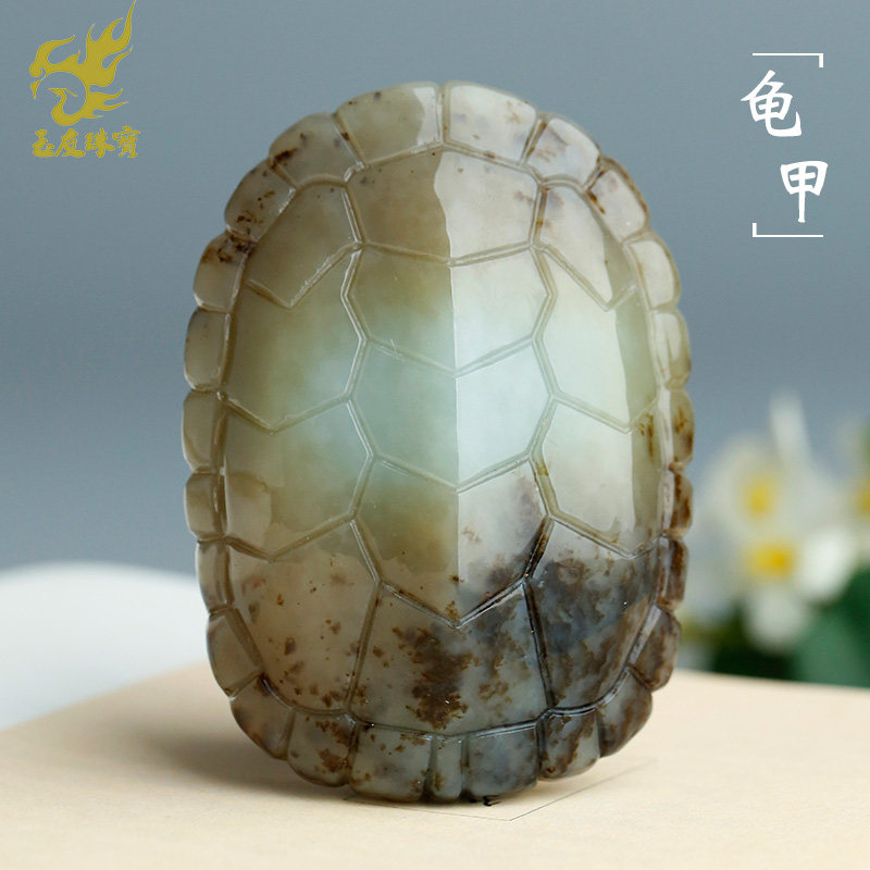 玉友和田玉糖青白龟甲手把件男女款玉坠三色龟壳玉石玉器把件孤品