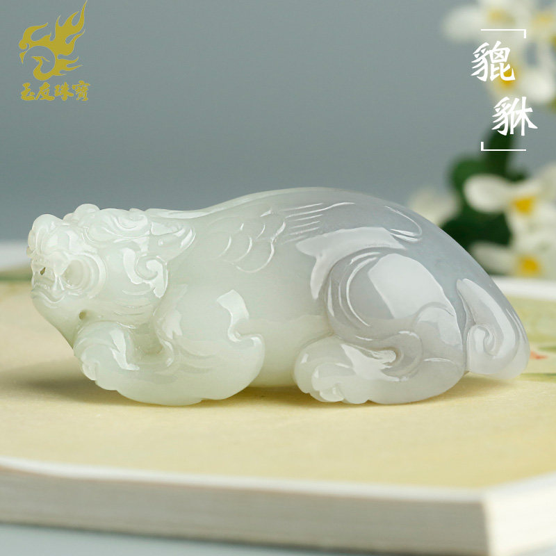 和田玉貔貅手把件男款玉石