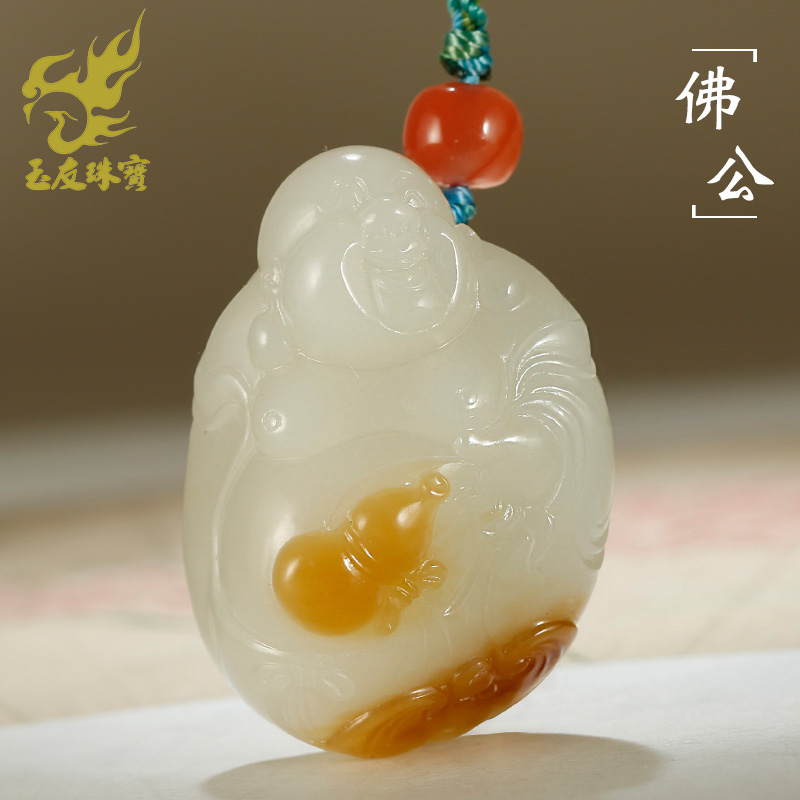 和田玉佛公吊坠女款玉坠糖白