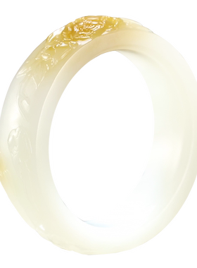 玉友和田玉糖羊脂白玉牡丹花手镯