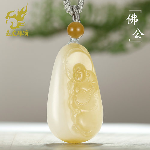 和田玉佛公吊坠女款玉坠糖白
