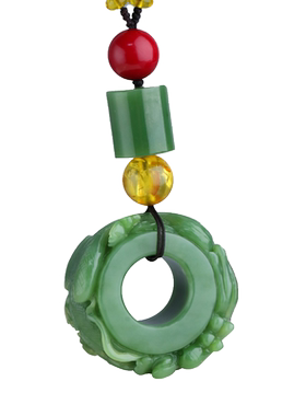 玉友和田玉碧玉生肖龙扳指手把件