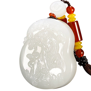 玉友和田玉生肖虎吊坠男女款玉坠玉佩威震山河玉石玉器挂件附证书