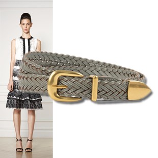 2.3厘米灰色韩版编织装饰腰带女休闲配大衣长裙牛仔裤收腰小皮带