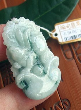 71027缅甸玉 天然A货翡翠玉 生肖兔吊坠牌 实物拍图 玉琳阁珠宝