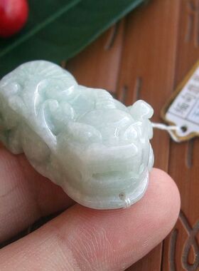 71243缅甸玉天然A货翡翠玉 百解如意招财貔貅大吊坠实拍图 玉琳阁