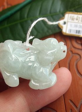 70938天然A货翡翠玉 立体款玉麒麟吊坠 缅甸玉实物拍图玉琳阁翡翠