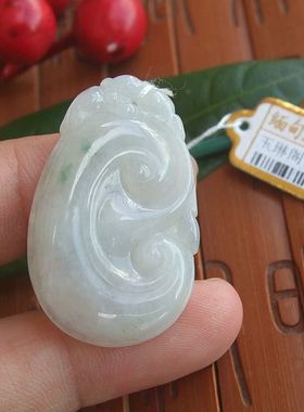 70921天然A货翡翠玉 事事如意吊坠 带飘花款缅甸玉实物拍图玉琳阁