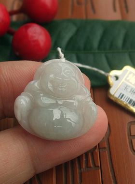 70576玉琳阁实拍图缅甸玉天然A货翡翠大肚笑佛弥勒玉佛吊坠22.5mm