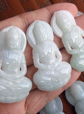 21152新款玉琳阁翡翠缅甸天然A货翡翠羊猴守护神大日如来佛祖吊坠